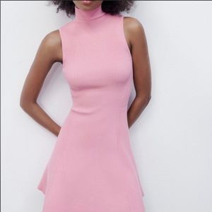 Zara Pink Ribbed Skater Dress